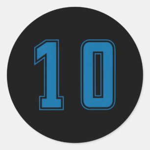 Blue Number 10 Team Junior Sports numrerad enhetli Runt Klistermärke