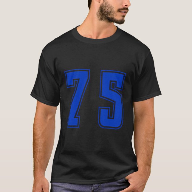 Blue Number 75 Team Junior Sports numrerad enhetli T Shirt (Framsida)