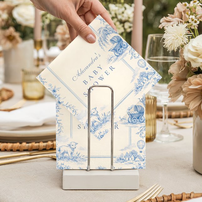 Blue Nursery Toile Baby Shower Pappersservett (Skapare uppladdad)