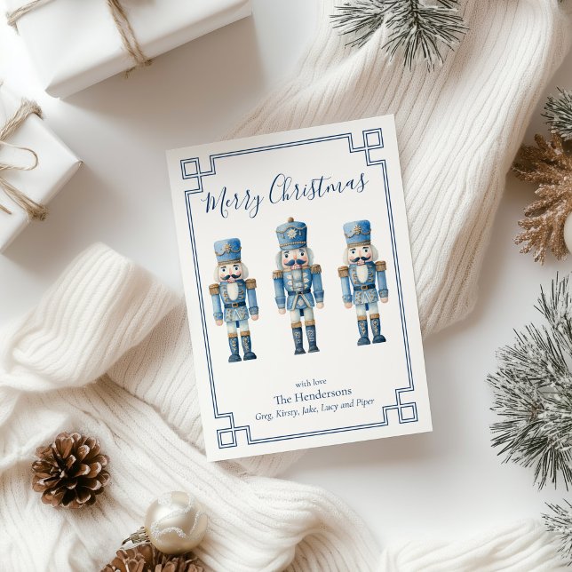 Blue Nutcracker-jul Julkort (blue nutcracker holiday christmas card
)