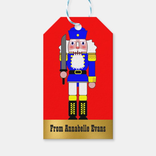 Blue Nutcracker Personlig Presentetikett (Framsidan)