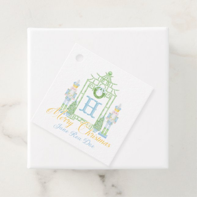 Blue Nutcrackers Chinoiserie-Juletiketter Gåvor Etiketter (På plats)