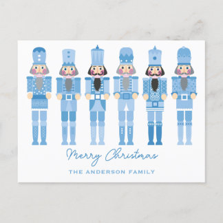 BLUE NUTCRACKERS CHRISTMAS POSTCARD VYKORT