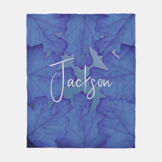 Blue Oak Löv Personlig Fleecefilt (Framsidan)