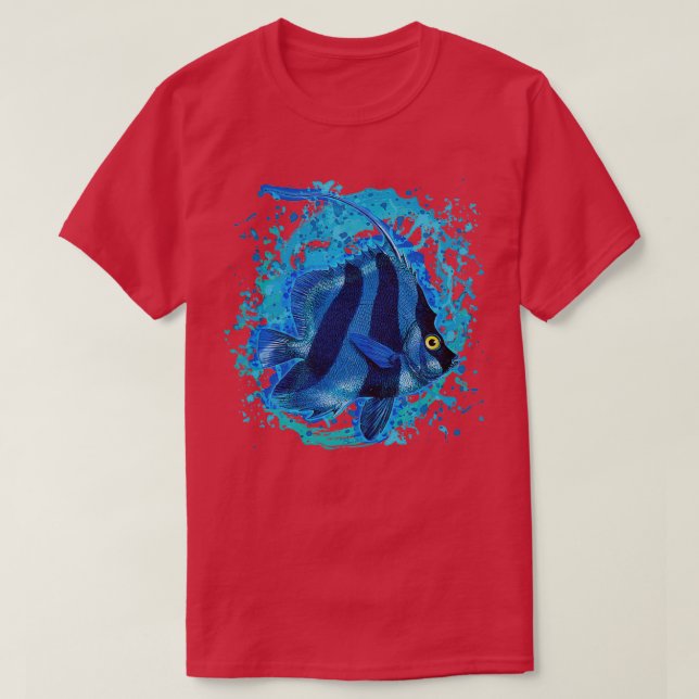 Blue Ocean Angelfish Aquatic Fish Stänk T Shirt (Design framsida)
