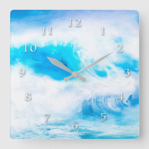 BLUE OCEAN DOLPHIN WAVE RIDERS FYRKANTIG KLOCKA