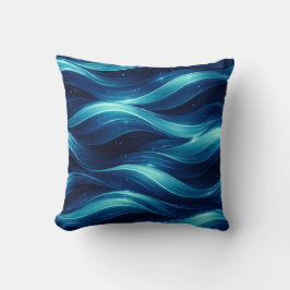 Blue Ocean Fluid Wave Pattern Throw Pillow Kudde