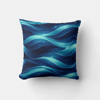 Blue Ocean Fluid Wave Pattern Throw Pillow Kudde