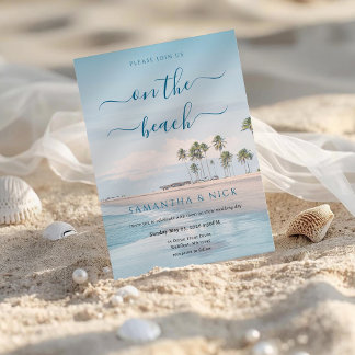 Blue Ocean Palm Tree Beach Wedding Inbjudningar
