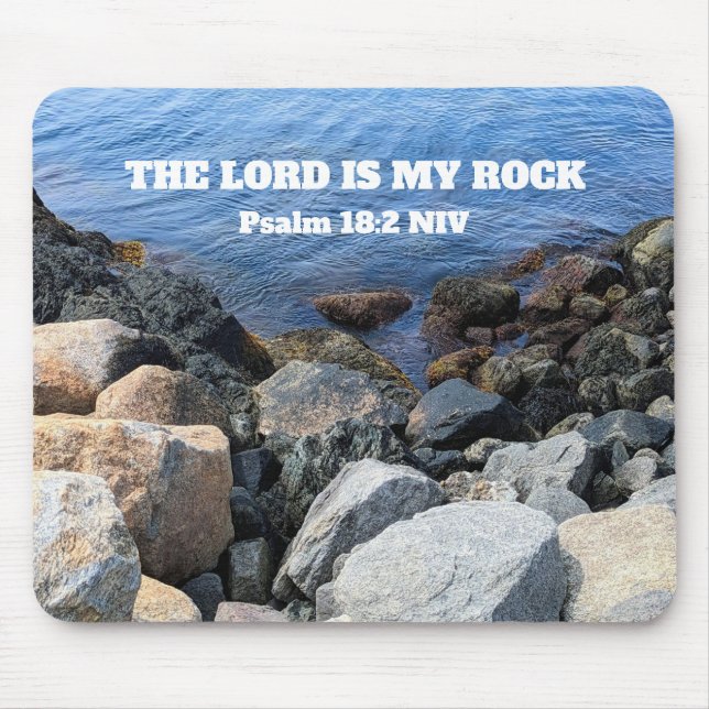  Blue Ocean Photo Lord is My Rock Bible Verse Musmatta (Framsidan)