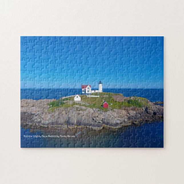 Blue Ocean Retro Travel Nubble Lighthouse Pussel (Horisontell)