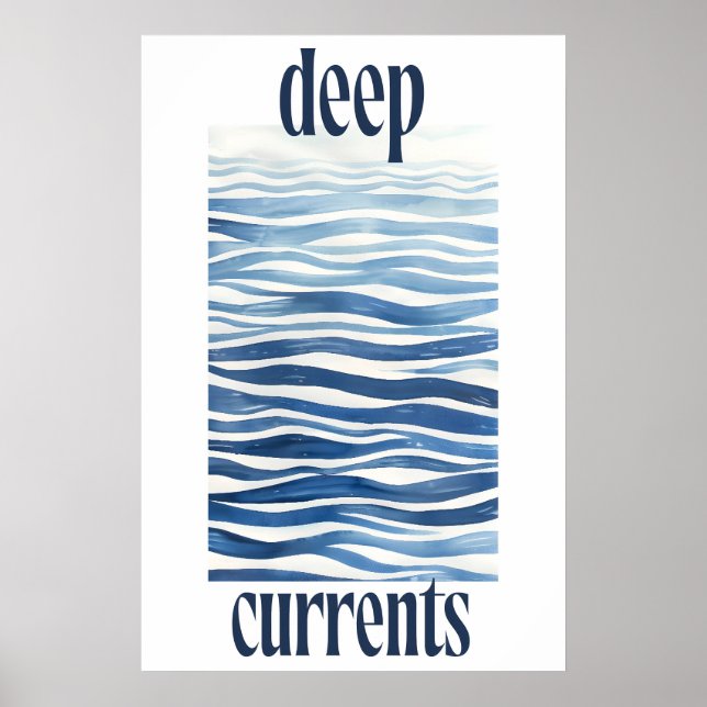 Blue Ocean Waves Art Print Abstract Coastal Wall Poster (Framsidan)