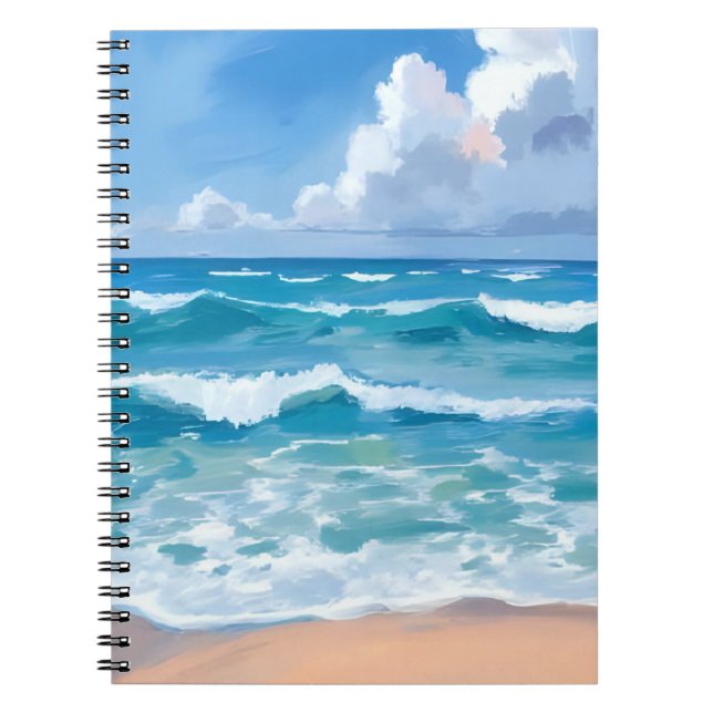 Blue Ocean Waves | Beach Sea Watercolor  Anteckningsbok (Framsidan)