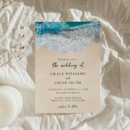 Blue Ocean Waves Tropical Beach Wedding Inbjudningar