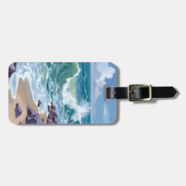 Blue Ocean Waves Watercolor Painting Bagagebricka