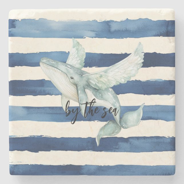 Blue Ocean Whale By the sea Stenunderlägg (Framsidan)