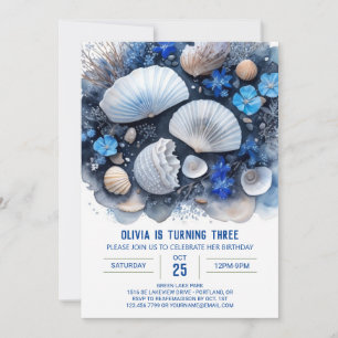Blue Oceanic Wonders Boy Birthday Inbjudningar