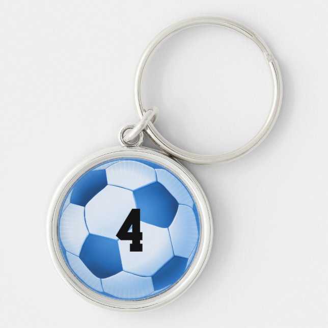 Blue Ocer Ball | Ditt lucknummer Rund Silverfärgad Nyckelring (Framsidan)