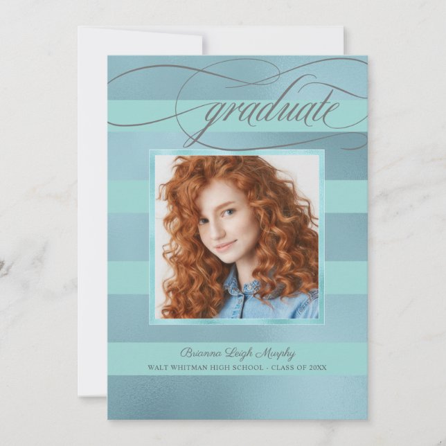 Blue och Aqua Rand med Photo Student Meddelande (Framsida)