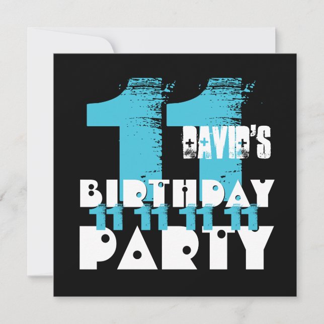 BLUE och BLACK 11:e Födelsedagsfesten 11-årsjubile Inbjudningar (Framsida)