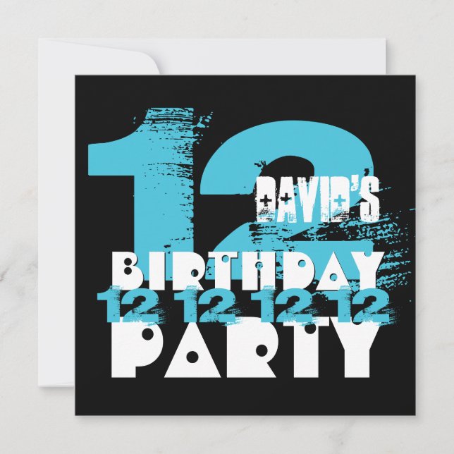 BLUE och BLACK 11:e Födelsedagsfesten 12 ÅRS V08 Inbjudningar (Framsida)