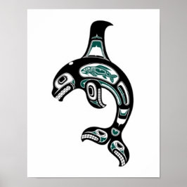 Blue och Black Haida Spirit Killer Whale Poster