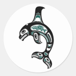 Blue och Black Haida Spirit Killer Whale Runt Klistermärke