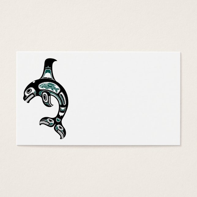 Blue och Black Haida Spirit Killer Whale Visitkort (Framsidan)
