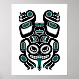 Blue och Black Haida Spirit Träd Frog Poster