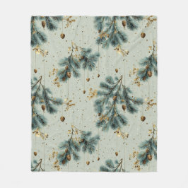 Blue och Brown Pinecone Winter Mönster Fleecefilt