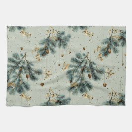 Blue och Brown Pinecone Winter Mönster Kökshandduk
