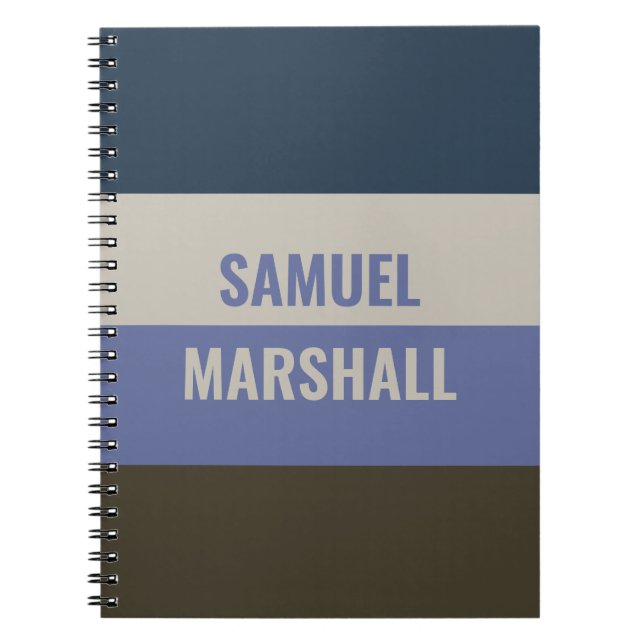 Blue och Brown Rand Mönster Anteckningsbok (Framsidan)