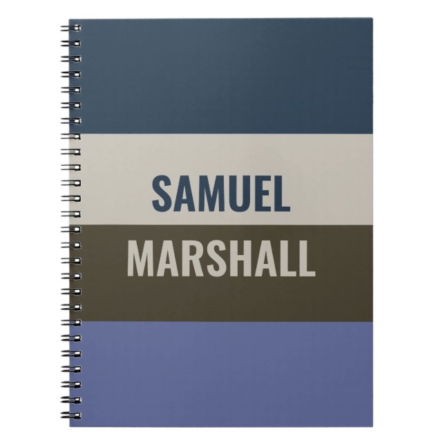 Blue och Brown Rand Mönster Anteckningsbok (Framsidan)