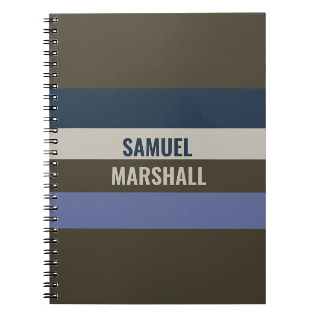 Blue och Brown Rand Mönster Anteckningsbok (Framsidan)