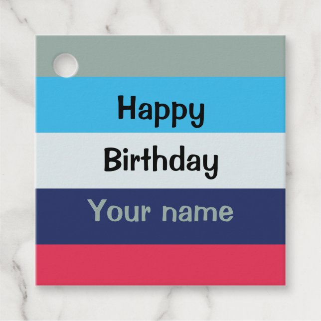Blue och Burgundy Grattis på födelsedagen Gåvor Etiketter (Framsida)