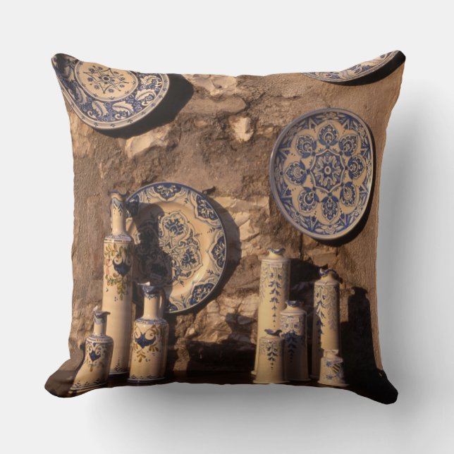 Blue och Cream Pottery Umbria Poster Plaque Kudde (Framsida)