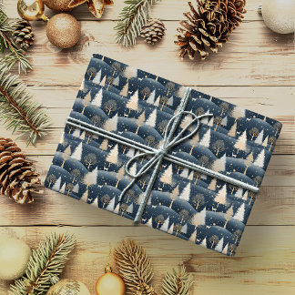 Blue och Cream Snowy Fält Presentpapper
