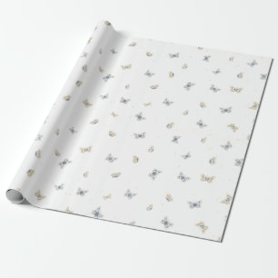 Blue och Crème Butterflies Garden Fauna Presentpapper