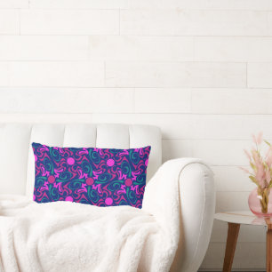 Blue och Fuchsia Rosa Star Seamless Vector Mönster Lumbarkudde