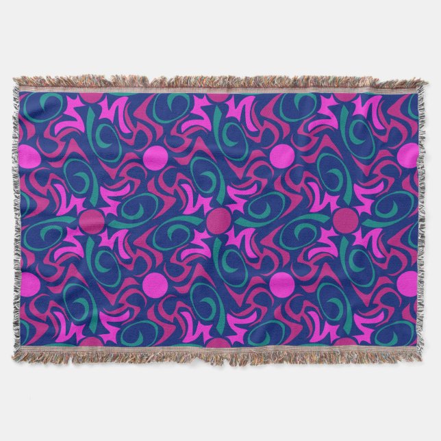 Blue och Fuchsia Rosa Star Seamless Vector Mönster Mysfilt (Framsidan)