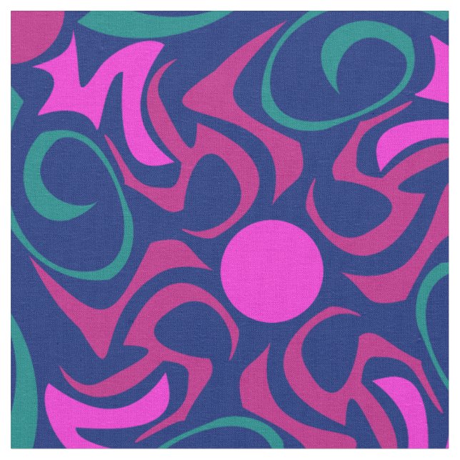 Blue och Fuchsia Rosa Star Seamless Vector Mönster Tyg (Närbild)