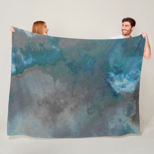 Blue och grått Marble Struktur Fleecefilt (På plats)