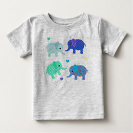 Blue och Grönt Elephants Baby T-Shirt