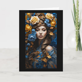 Blue och Gul ros Nature Goddess Hälsning Cared Tack Kort
