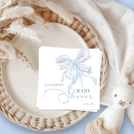 Blue och Guld Bow Chic Boy Shower Pappersservett