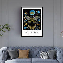 Blue och guld butterflies William Morris Poster