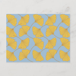 Blue och Guld Fall Ginkgo Ginko Biloba Lövs Vykort