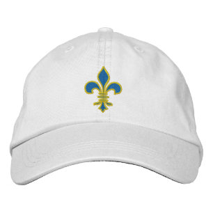 Blue och Guld Fleur De Lis Hat Broderad Keps