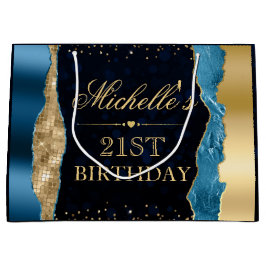 Blue och Guld Glam Tårar Bokeh Födelsedagsfest