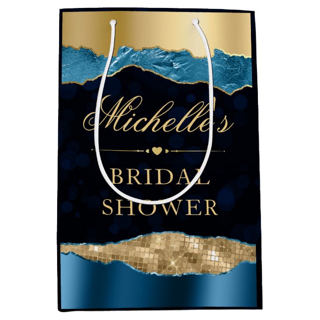 Blue och Guld Glam Tårar Bokeh Möhippa (Framsidan)